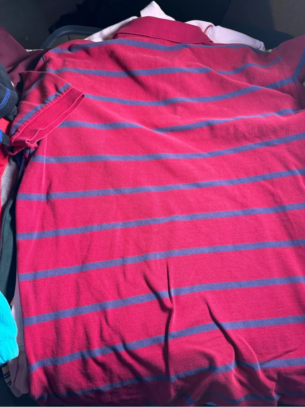 Ralph Lauren Red Polo with Navy Stripes and Yellow Pony